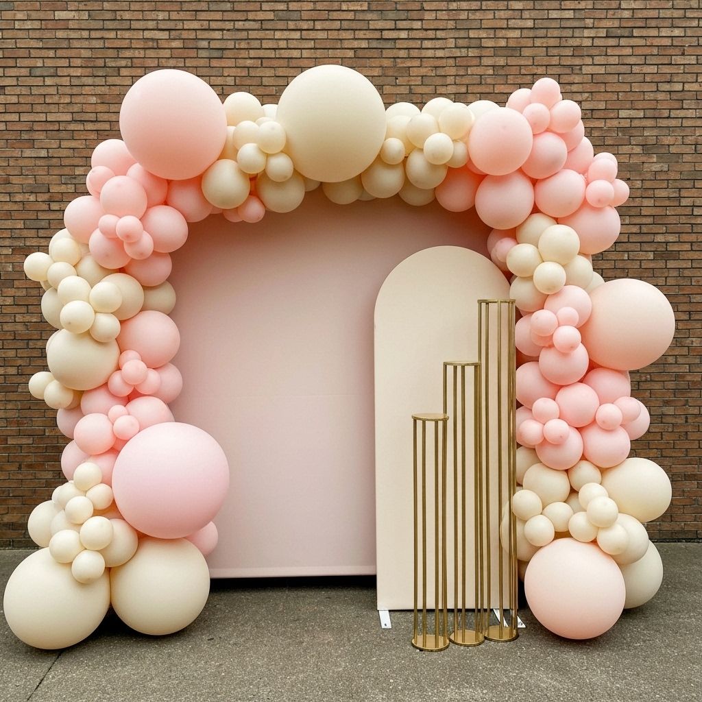 A beautiful, multi-colored balloon garland at a corporate event in new york city