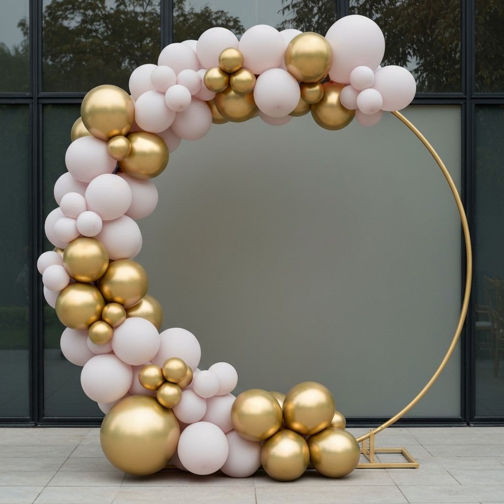 A beautiful, multi-colored balloon hoop at a corporate event in new york city